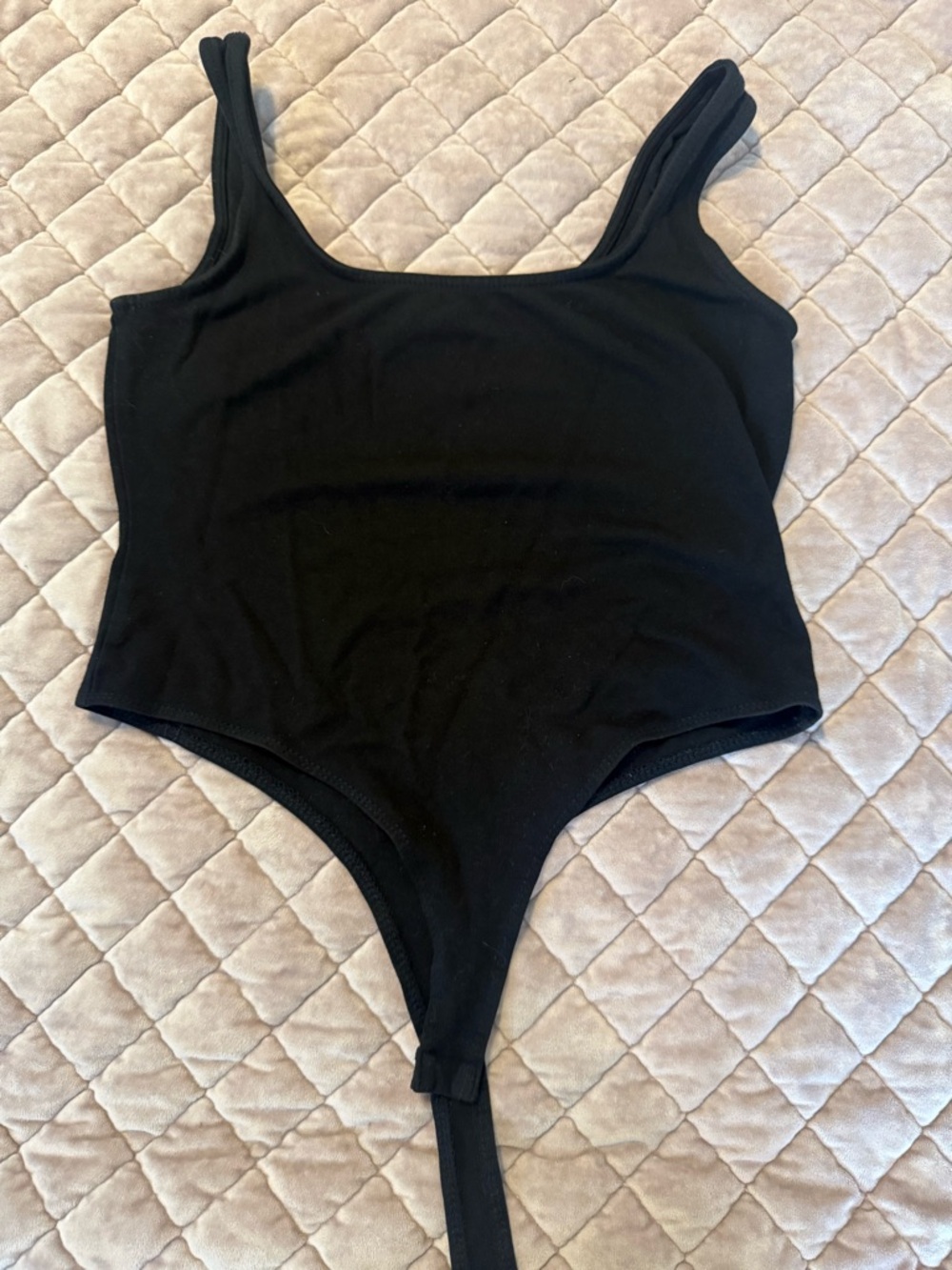 Moa Moa Black Square Neck Thong Bodysuit Size Medium Stretch Tank